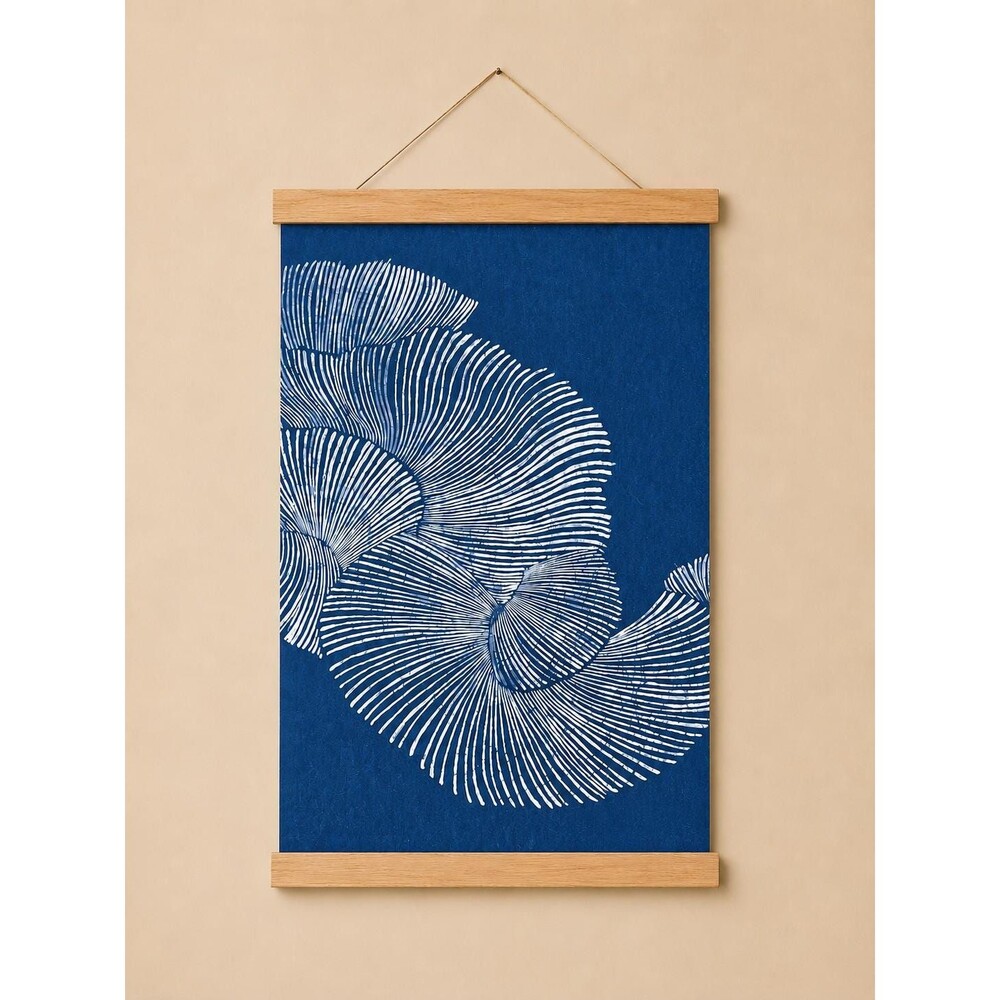 Blue and White Tides |Handmade Indigo Batik Wall Art on Linen |Ocean-Inspired
